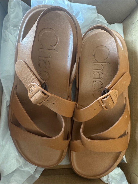 Chaco Shoes - Chaco Women's Brown Leather Adjustable Slide Sandals